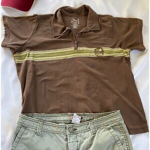 perfect fit brown polo shirt mens size 18/20